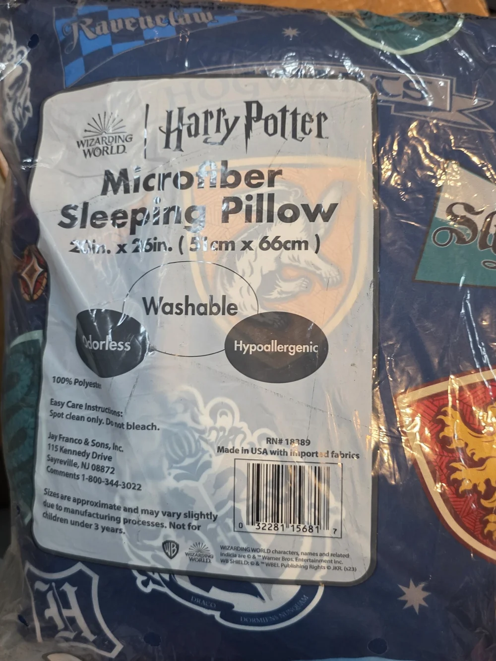 Warner Bros. Harry Potter Ravenclaw Microfiber Sleeping Pillow - Navy Blue